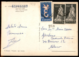 Repubblica - Cartolina Espresso Affrancata Con 60 Lire Europa (839) + Due 15 Lire Byron (859) - Da Venezia Per Milano De - Autres & Non Classés