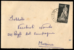 Repubblica - 15 Lire Byron (859) Isolato Su Lettera In Tariffa Ridotta A Militare Da Milano A Messina Del 26.8.59 - Rara - Other & Unclassified