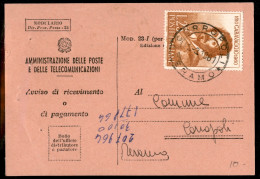 Repubblica - 25 Lire Caravaggio (897) Isolato Su Ricevuta Di Ritorno - Autres & Non Classés