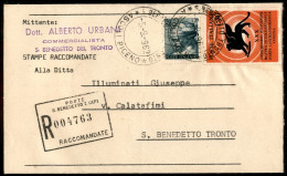 Repubblica - Stampe Raccomandate Da S. Benedetto Del Tronto Per Città Del 5.9.62 Affrancato Con 30 Lire Mostra Del Cinem - Other & Unclassified