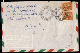 Repubblica - Siracusana Coppia 80 Lire (776) Su Lettera Via Aerea Per Aden  Da Catania Del 19.3.959 - Destinazione Non C - Other & Unclassified