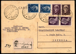 Repubblica - Cartolina Postale Turrita 50 Cent Raccomandata E Affrancata Con Turrita Due 35 Cent + 50 Cent + Imperiale S - Andere & Zonder Classificatie