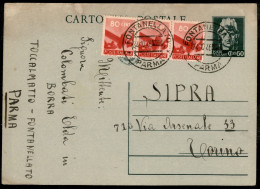 Repubblica - Cartolina Postale Turrita Con Stemma 60 Cent (C123) Affrancata Con Democratica Striscia Di Tre 80 Cent Da F - Andere & Zonder Classificatie