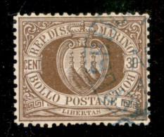 SAN MARINO - 1877 - 30 Cent Stemma (6) - Usato - Andere & Zonder Classificatie