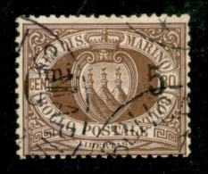 SAN MARINO - 1892 - 5 Cent Su 30 Cent Stemma (9) - Usato - Otros & Sin Clasificación