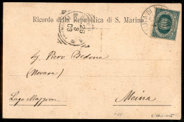 SAN MARINO - 5 Cent Stemma (27) Su Cartolina Per Meina Del 26 Marzo 1903 - Otros & Sin Clasificación