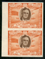 SAN MARINO - 1947 - 31 Lire Roosevelt Posta Aerea (65) - Coppia Verticale - Non Dentellati - Gomma Integra - Altri & Non Classificati