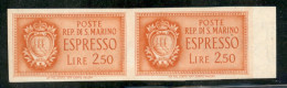 SAN MARINO - 1943 - 2,50 Lire Espresso (10a) - Coppia Orizzontale - Non Dentellati - Gomma Integra - Autres & Non Classés