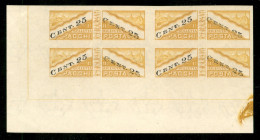 SAN MARINO - 1946 - 25 Cent Pacchi Postali (19/II B) - Quartina Angolo Di Foglio Non Dentellati - Gomma Integra - Andere & Zonder Classificatie