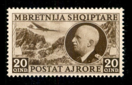 EUROPA - ALBANIA - 1939 - 20 Quind Veduta Posta Aerea (4) - Gomma Originale - Other & Unclassified