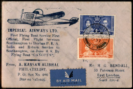 EUROPA - GRAN BRETAGNA - 1937 (6 Giugno) - Imperial Airways - Boat Service Southampton Durban - Andere & Zonder Classificatie