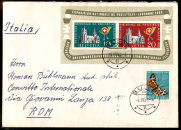 EUROPA - SVIZZERA - Losanna 1955 (15 - Foglietti) + Complementare (603) - Busta Da Bulle A Roma Del 6.4.55 - Other & Unclassified