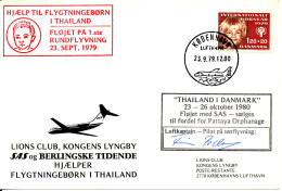 Denmark Lions Club & SAS Flight Helping Refugee Children In Thailand Copenhagen Airport 23-9-1979 - Covers & Documents