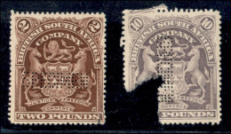 Delcampe - OLTREMARE - BRITISH SOUTH AFRICA - 1898 - Perforati Specimen - 2 Sterline (72) + 10 Sterline (74) - Senza Gomma - Difett - Autres & Non Classés