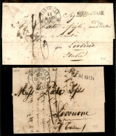 PREFILATELICHE - 1832/40 - Due Lettere Da Marsiglia A Livorno Con Tassa 16 E Bolli Via Di Nizza E Nizza Di Mare - Autres & Non Classés