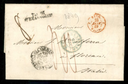 PREFILATELICHE - 1849 - Lettera Da Bruxelles Per Firenze Con Bollo D'ingresso In Francia In Rosso BELG. 3 VAL.NNE 3 21 J - Andere & Zonder Classificatie