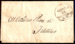 PREFILATELICHE - 1849 - Repubblica Romana - Comune Di Trivigliano (Ovale) + RR A Penna - Lettera In Franchigia Per Filet - Altri & Non Classificati