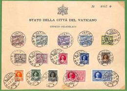 ZA1623 - VATICANO - FRANCOBOLLI Sassone # 1/13   + E1/E2 Su FOGLIO - FDC   1933 - Luftpost