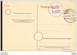 Lokal/Bar: Postkarte Aus DELITZSCH K7v Seltener Kreisst. "Gebühr Bezahlt" 16.10.45, Karte Ohne Anschrift,  Knr: Bar - Lettres & Documents