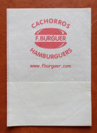 Serviette En Papier.  F. Burguer. Portugal - Reclameservetten