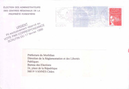 Entier FRANCE - PAP Enveloppe élection Administrateurs Forestiers Morbihan Oblitéré 1999 - TVP Luquet La Poste Rouge - PAP : Antwoord /Luquet