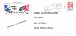 Entier FRANCE - PAP Enveloppe Bureau Service National BSN Rennes Oblitéré 1999 - 3f00 / 0,46 € Euro - Prêts-à-poster: TSC Et Repiquages Semi-officiels