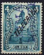 PÉROU / PERU - 1904 - Telegraph Stamps Yv.15 4c Greenish Blue (1897 Issue With O/P) - Very Fine Used - Peru