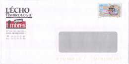 Entier FRANCE - PAP Enveloppe Repiquage Echo Timbrologie Atout Timbres Circulé - 3f00 / 0,46 € 2001 Nouveau Millénaire - PAP: Privé-bijwerking