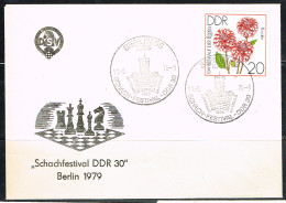 ECH L 11 - ALLEMAGNE DEMOCRATIQUE Obl. Et Enveloppe Illustrées Festival D'échecs 1979 - Storia Postale