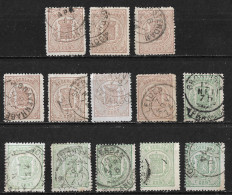 1869-1871 Wapenzegels ½ Cent Bruin - 1 Cent Groen NVPH 13 En 15 Partij Nog Uit Te Zoeken Op Tanding Etc. - Gebruikt