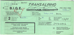 Ticket/Billet Train. Transalpino. TGB/Milano/TGB. 1983 - Europe