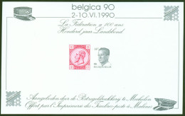 Herinneringsvelletje "Belgica 90" 100 Jaar Landsbond - Commemorative Documents