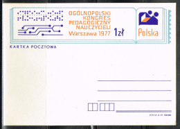 ECH L 21 - POLOGNE Entier Postal Congrès Pédagogique 1977 - Enteros Postales