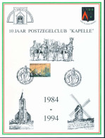 10 Jaar Postzegelclub "Kapelle" - 01/10/1994 - 8880 Sint-Eloois-Winkel - Documents Commémoratifs