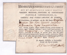 DDFF 954 -- Document 1718 De L' Eveque De BRUGES,Henricus Van Susteren - Sceau En Relief De L'Eveché - Joannes Van Hove - 1714-1794 (Pays-Bas Autrichiens)