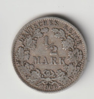 DEUTSCHES REICH 1906 A: 1/2 Mark, Silver, KM 17 - 1/2 Mark