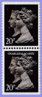 GREAT BRITAIN 1990 MACHIN 1d. BLACK ANNIVERSARY 20p. BLACK  HARRISON IMPERF.TOP + BASE PAIR S.G. 1469   U.M. / N.S.C. - Série 'Machin'