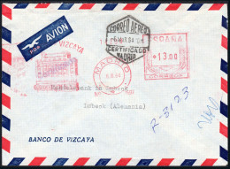 Madrid - Sobre Con Franqueo Mecánico "Banco Vizcaya 6/III/64 - 13 Pta." + Mat "Correo Aéreo 06/03/64 - Certificado..." - Cartas & Documentos