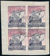 Madrid - Edi O 1599 Bl. 4 - Fragmento Mat "Ministerio De La Marina - Madrid" - Used Stamps