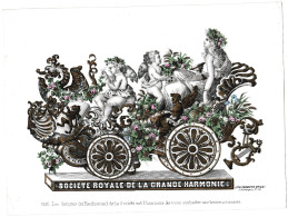 Belgique, "Carte Porcelaine" Porseleinkaart, Societe Royale De La Grande Harmonie 1855, Lith Bruxelles, 238x176mm - Cartoline Porcellana