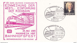 Germany Deutschland 150 Jahre Eisenbahnen Einw. Der Westl. Einführung Der Riedbahn Mannheim 25-05-1985 - Trains