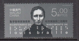 2009 Macau Louis Braille Blind Health Complete Set Of 1 MNH - Neufs