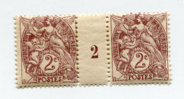 FRANCE N°108  ** TYPE BLANC IA EN PAIRE AVEC MILLESIME 2 ( 1902 ) - Millésimes