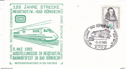 Germany Deutschland 150 Jahre Eisenbahnen + 120 Jahre Strecke Neustadt/W. - Bad Dürkheim 05-05-1985 - Trains