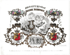 Belgique, "Carte Porcelaine" Porseleinkaart, Societe Royale De La Grande Harmonie 1854, Lith Bruxelles, 251x200mm - Cartoline Porcellana
