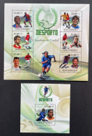 MOZAMBIQUE 2010 - NEUF**/MNH - LUXE Série Complète Mi 3675 / 3680 + BF 319 - SOCCER FOOTBALL ETO FABREGAS RONALDO MESSI - Ungebraucht