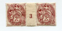 FRANCE N°108  ** TYPE BLANC IB EN PAIRE AVEC MILLESIME 3 ( 1903 ) - Millésimes