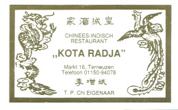 Petite Carte Présentant Le Restaurant Chinois (Chinees Restaurabt) "Kota Radja", Terneuzen - Sonstige & Ohne Zuordnung