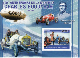 Togolaise  - 150e Anniversaire De CHARLES GOODYEAR - Bugatti-Alfa Romeo  -  1v MS Neuf/Mint MNH - Autos