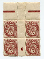 FRANCE N°108  ** TYPE BLANC IB EN BLOC DE 4 AVEC MILLESIME 6 ( 1906 ) - Millesimi